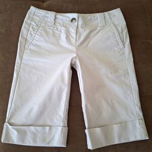 NEW Ann Taylor Coin Pocket Trouser Bermuda Shorts Off-White Latte 0P 0 Petite